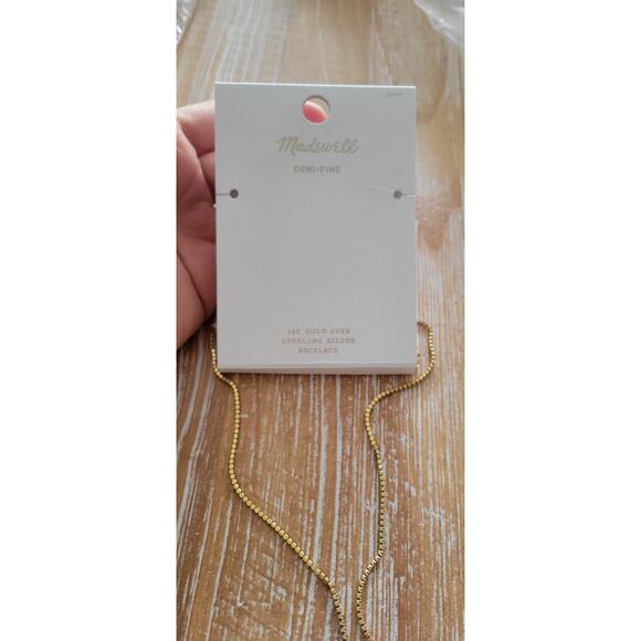 New With Defects Madewell Demi-Fine Crystal Tennis Necklace Gold Retail $98 - Picture 3 of 4